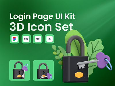 Login Page UI Kit 3D Icon Set 3d icon 3d icon set app login icons custom icons design assets login page ui kit login themes professional 3d icons scalable 3d icons user interface icons web login icons