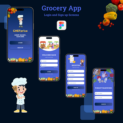 Mobile Application Login and Sign up Screens ✍️ branding design figma grocery logo mobile application ui ux websites