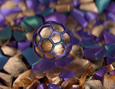 Golden hexagon 3d c4d cg cinema 4d digital art hexagon illustration