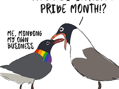 Minding My Own Business 100 birds animals birds comic digital illustration lgbt pride procreate