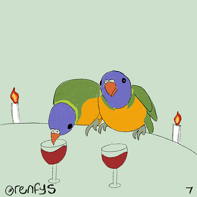 Date Night 100 birds animals birds comic digital illustration procreate