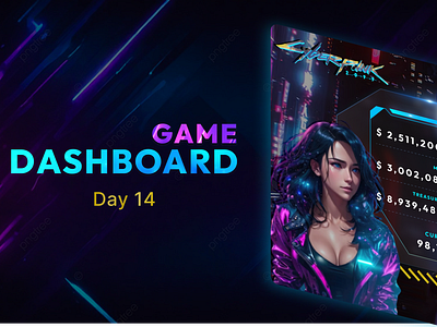 Day 14 of 100 Days Daily UI Challenge: Game Dashboard Design 100days challenge creativedesign cyberpunk2077 dailyui dailyuichallenge dashboarddesign day14 designinspiration figma futuristicui gamedashboard gamingdesign neondesign uidesign