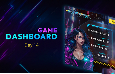 Day 14 of 100 Days Daily UI Challenge: Game Dashboard Design 100days challenge creativedesign cyberpunk2077 dailyui dailyuichallenge dashboarddesign day14 designinspiration figma futuristicui gamedashboard gamingdesign neondesign uidesign