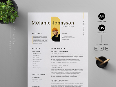 Resume/CV cover letter cv template design illustration professional resume ui us letter vector word