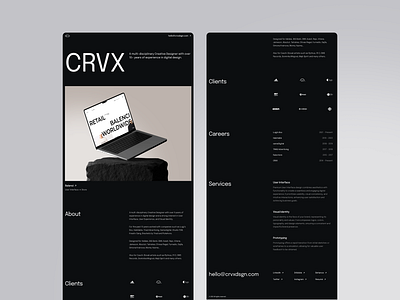 CRVX crvxdsgn framer freelancer landing page minimalist portfolio ui user interface