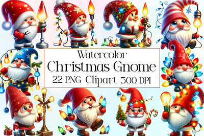 Watercolor Christmas Gnome Clipart christmas svg