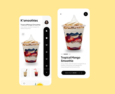 Smoothie Ordering screens activity app design ui