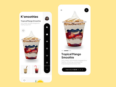 Smoothie Ordering screens activity app design ui