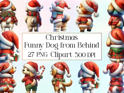 Funny Christmas Dog from Behind Bundle ornament designs