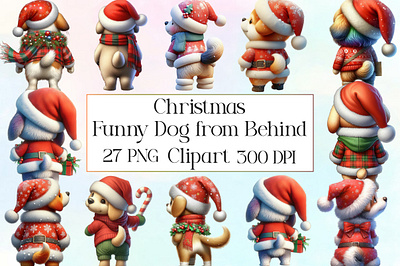 Funny Christmas Dog from Behind Bundle ornament designs
