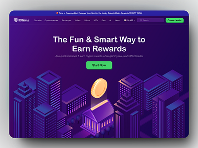 Bitdegree Website redesign binance crypto cryptocurrency defi illustration learning learning platform ui web design web3 website design