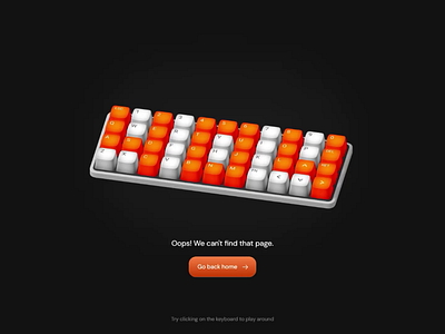 404 Page for a Keyboard website 3d 3d keyboard 3d modelling 404 404 error animation challenge concept design error framer framer 404 framer playoff interaction keyboard render spline spline 3d website