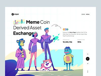 Meme Coin - Landing Page🔥 coin coinmarketcap crypto defi design exchange header illustration marketcap meme meme chain pepe token trend ui uidesign uiux web web3 website