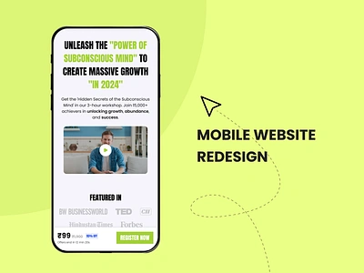 Redesigning a Mobile Website coaching course home page landing page mobile ui ui design web design webinar