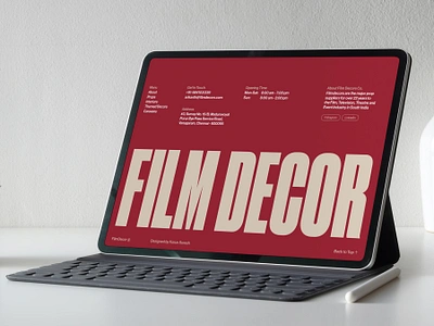 Film Decor | Footer Design bold chunky design film footer hollywood large layout minimal modern otp prop red stunning typography ui unique website