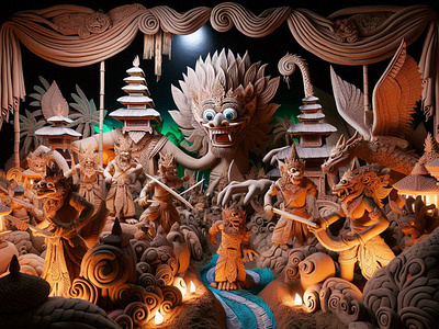 The most iconic Balinese cultural statue design illustration
