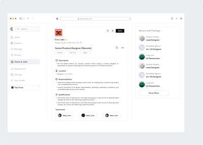 Job Listing Page design job design ui ux