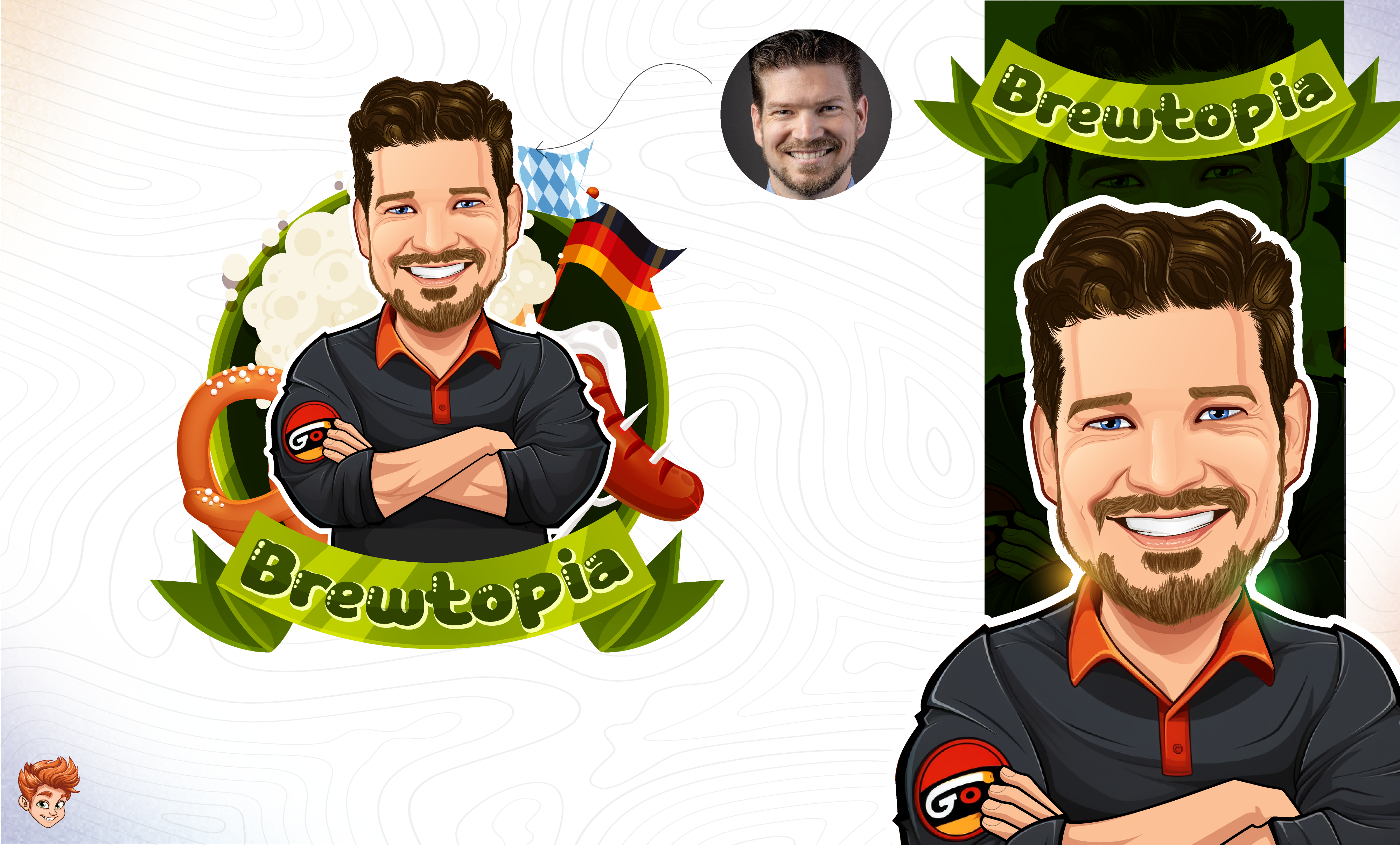 Brewtopia mascot logo business logo caricature logo cartoon mascot graphic design logo