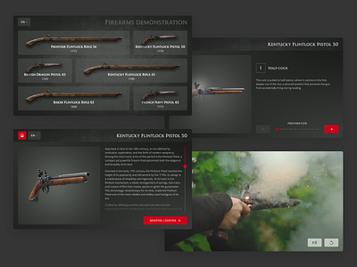 Firearms app dark exhibition firearms kiosk ui design weapons