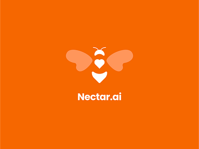 nectar.ai logo concept ai branding bright character colorful heart logo minimalism minimalist orange shape simple white space