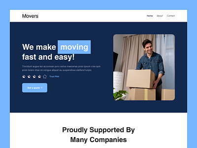 Movers And Packers Website landing page modern design movers movers website packers website ui design ui ux webdesign website