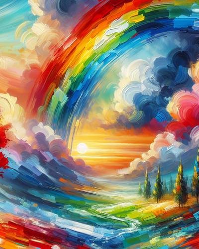 Rainbow Sky acrylic nature paint rainbow