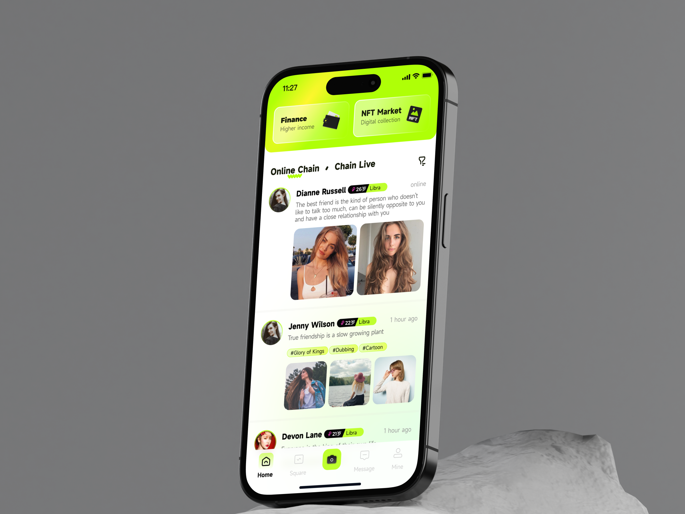 Social UI Works app chat friend green mobile social ui ux