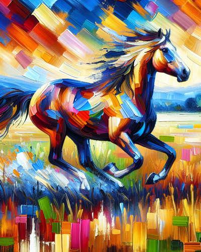 Run free acrylic animals art horse painting