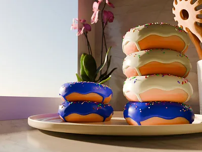 Stack of Donuts Blender Render 3d blender dessert donuts food icing