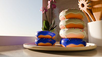 Stack of Donuts Blender Render 3d blender dessert donuts food icing