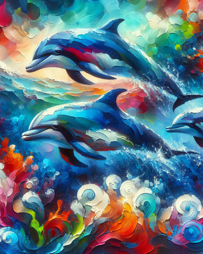 Blissful Dolphins acrylic dolphins ocean paint sea