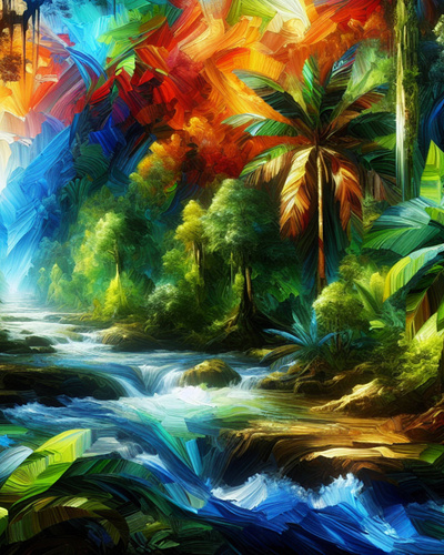 Rainforest of color acrylic art jungle nature painting rainforest