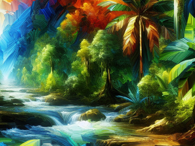 Rainforest of color acrylic art jungle nature painting rainforest