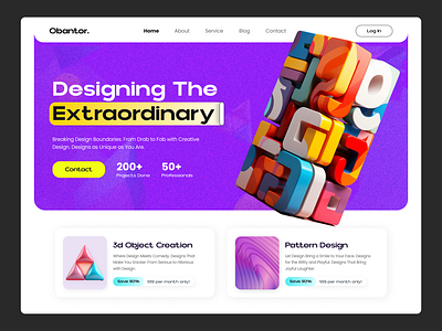 Hero Exploration || Creative Agency 3d abstract agency contract creative design designer explore job landing page object project recruit services studio subscription trending ui web design website