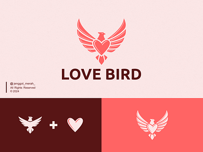 Love Bird Logo For Sale brand brand identity branding combination logo connection design flat heart icon identity inspirations logo logo concept love mark match minimal simple modern symbol vector