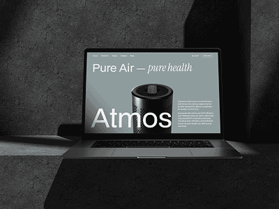 Atmos - Smart Air Purifier Landing Page air filtration air purifier air purifier landing page air purifier product air quality automation clean design health home automation internet of things iot landing page minimalist smart home smart home device ui ui design ux website