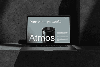 Atmos - Smart Air Purifier Landing Page air filtration air purifier air purifier landing page air purifier product air quality automation clean design health home automation internet of things iot landing page minimalist smart home smart home device ui ui design ux website