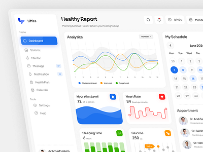 Liffes - Healthy Mentoring Dashboard Version chart dashboard design doctor graph health healthcare dashboard medical medical dashboard medicine mentoring minimal sidebar stats tracking ui user user dashboard ux wellness dashboard