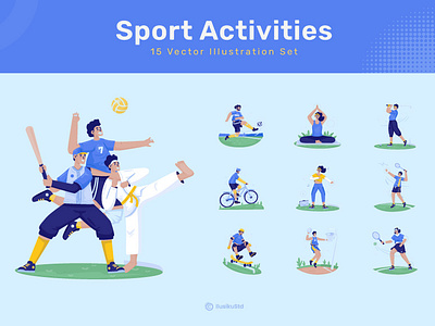 Sport Activities Illustrations athlete cartoon character competition design fitness flat design game graphic design healthy hobby illustration olympic profession sport activities sports tournament training ui vector