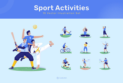 Sport Activities Illustrations athlete cartoon character competition design fitness flat design game graphic design healthy hobby illustration olympic profession sport activities sports tournament training ui vector