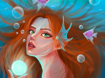 Pearl of the Deep beauty characters creative drawing grace graphic design illustration mermaid mermaid illustration ocean pearl procreate woman