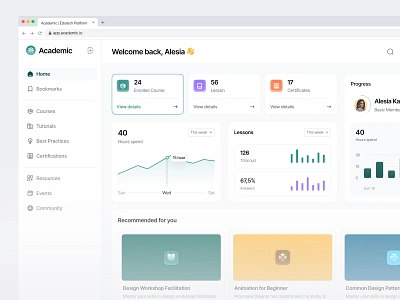 Academic - Edutech Platform barly clean course dashboard design designer edutech learning online course ui ui kit ui8 uidesign ux uxdesign web app website