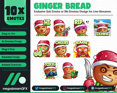 10x Ginger Bread Emotes for twitch - Discord/ Youtube Emotes cute emotes