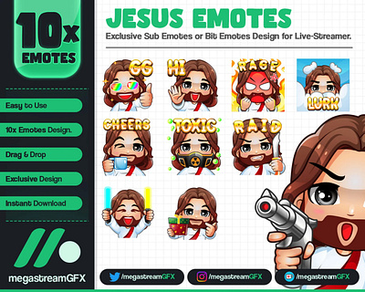 10x Jesus Stream Emotes character emotes