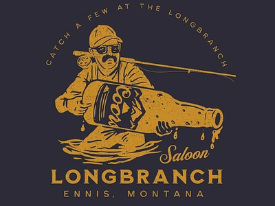 Longbranch Salon branding design fly fishing illustration montana