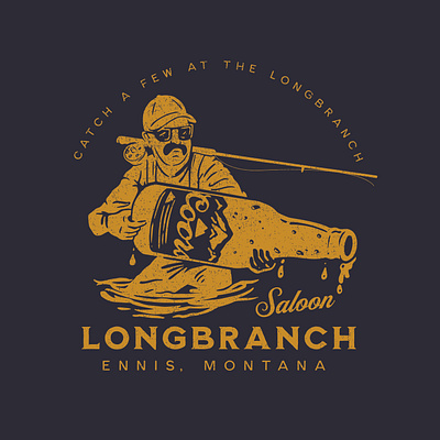 Longbranch Salon branding design fly fishing illustration montana