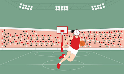 woman playing basketball on the court graphic