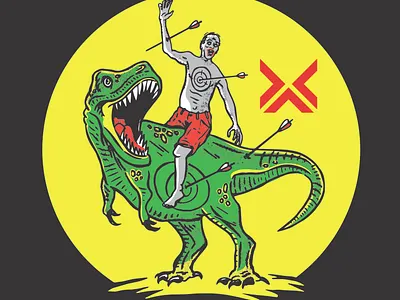 Dino Zombie Rider archery arrow dino illustration zombie