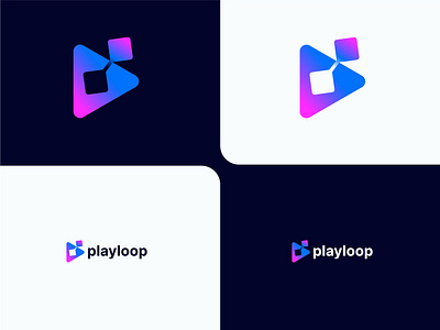 playloop logo brand branding gradient logo designer logotype loop modern p play playloop