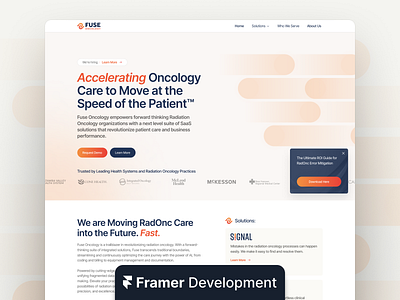 Fuse Oncology Website animation app clinic design framer health landing page oncology saas software ui ux webdesign
